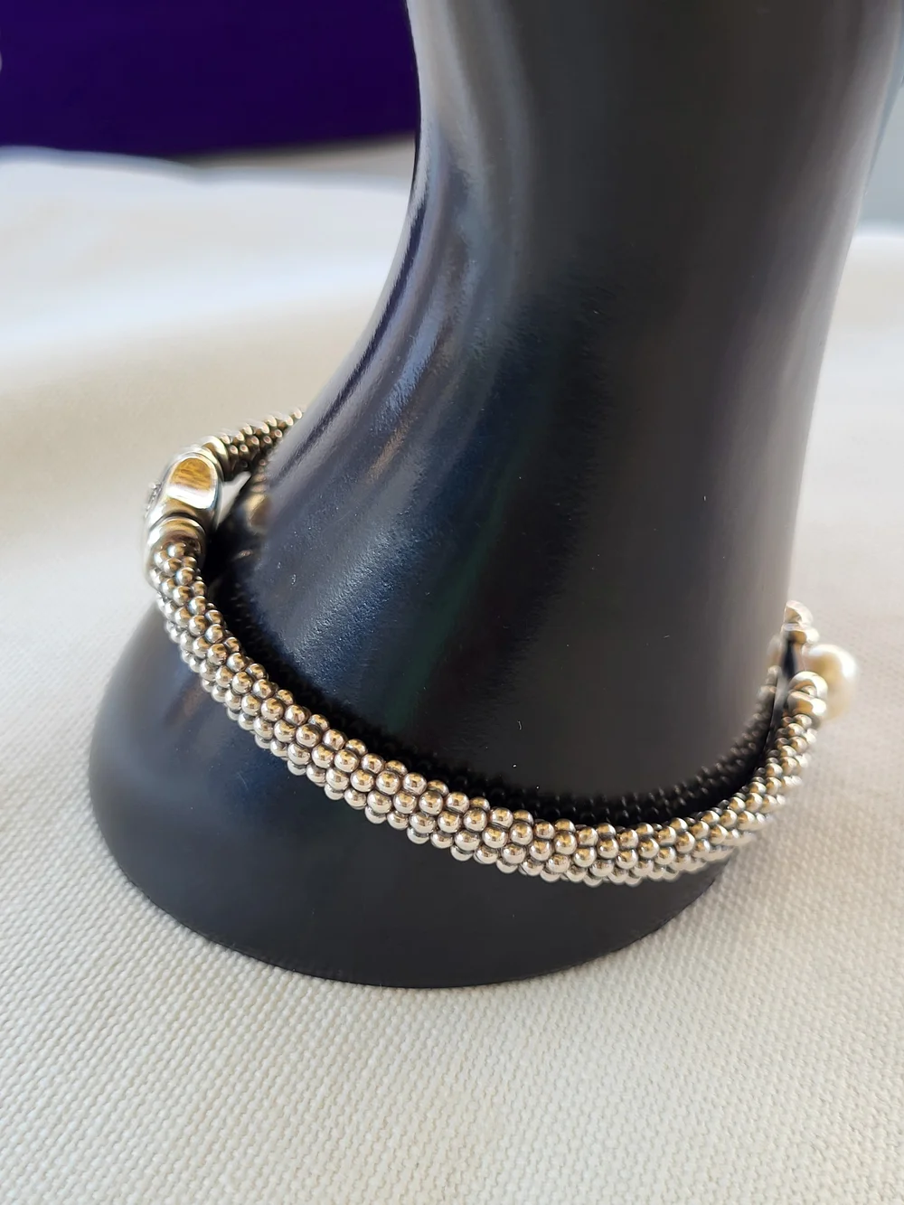 Lagos Luna Sterling Silver Pearl Caviar Bracelet - White Pearl.  #225b1